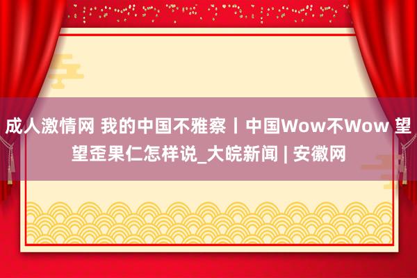 成人激情网 我的中国不雅察丨中国Wow不Wow 望望歪果仁怎样说_大皖新闻 | 安徽网