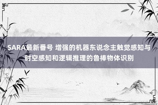 SARA最新番号 增强的机器东说念主触觉感知与时空感知和逻辑推理的鲁棒物体识别