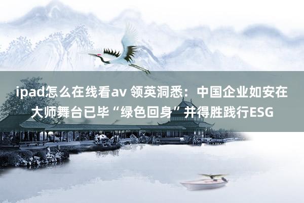 ipad怎么在线看av 领英洞悉：中国企业如安在大师舞台已毕“绿色回身”并得胜践行ESG