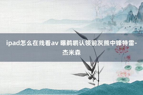 ipad怎么在线看av 曝鹈鹕认领前灰熊中锋特雷-杰米森