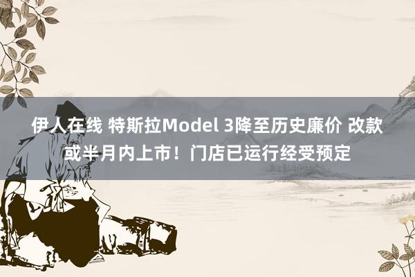 伊人在线 特斯拉Model 3降至历史廉价 改款或半月内上市！门店已运行经受预定