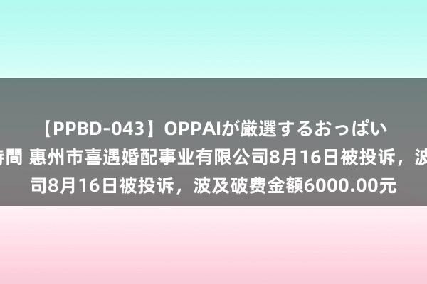 【PPBD-043】OPPAIが厳選するおっぱい 綺麗で敏感な美巨乳4時間 惠州市喜遇婚配事业有限公司8月16日被投诉，波及破费金额6000.00元