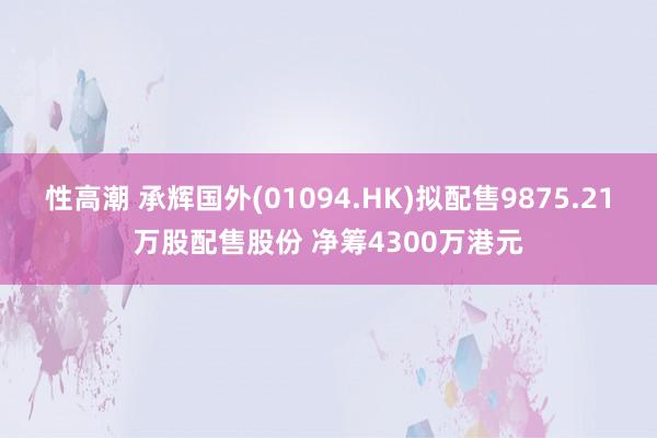 性高潮 承辉国外(01094.HK)拟配售9875.21万股配售股份 净筹4300万港元