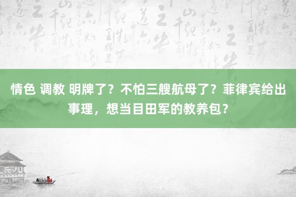 情色 调教 明牌了？不怕三艘航母了？菲律宾给出事理，想当目田军的教养包？