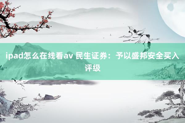 ipad怎么在线看av 民生证券：予以盛邦安全买入评级