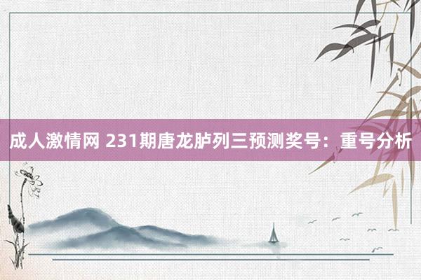 成人激情网 231期唐龙胪列三预测奖号：重号分析