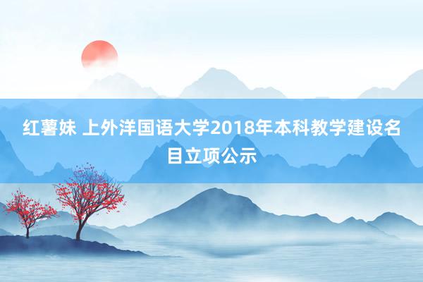 红薯妹 上外洋国语大学2018年本科教学建设名目立项公示