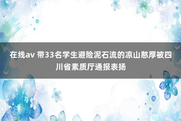 在线av 带33名学生避险泥石流的凉山憨厚被四川省素质厅通报表扬