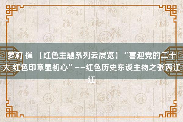 萝莉 操 【红色主题系列云展览】“喜迎党的二十大 红色印章显初心”——红色历史东谈主物之张丙江